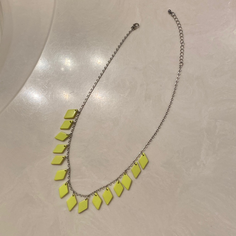 Yellow Enamel Rhombus Shaped Necklace
